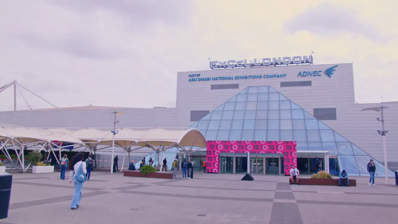 Visitors arriving for a trading-card event at ExCeL London