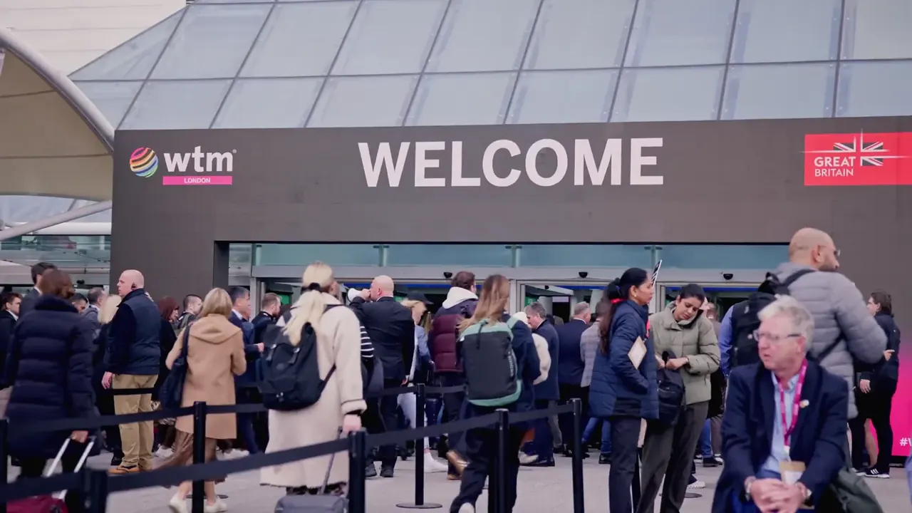 World Travel Market contributor speaking inside ExCeL London