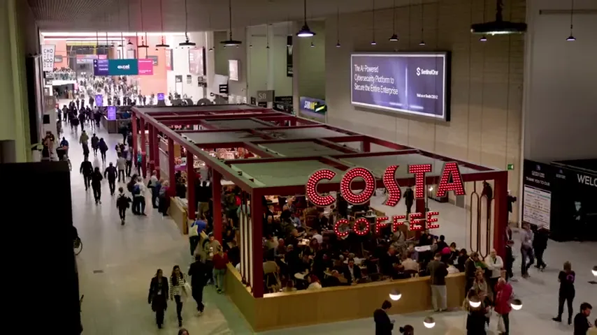 A wide view across the exhibition floor at ExCeL London