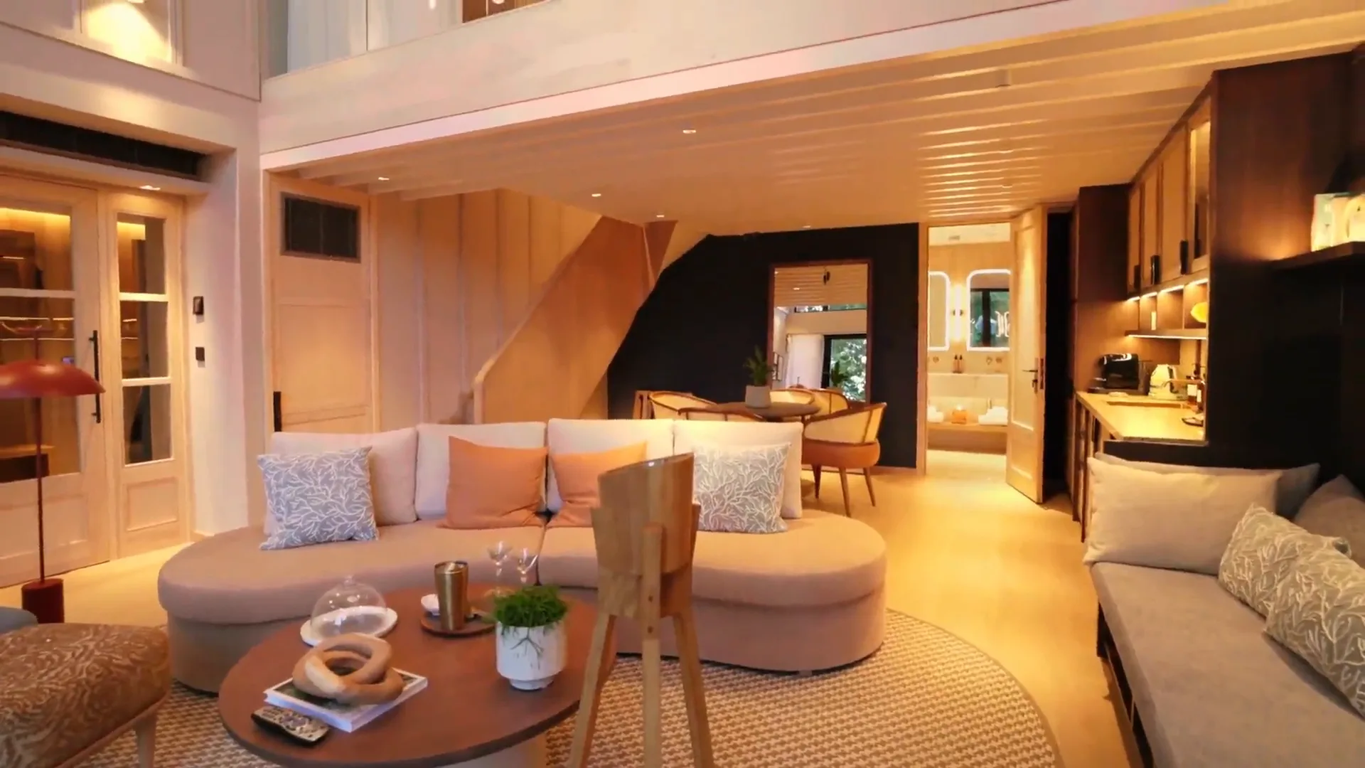 The living space inside one of The Reeds lodges