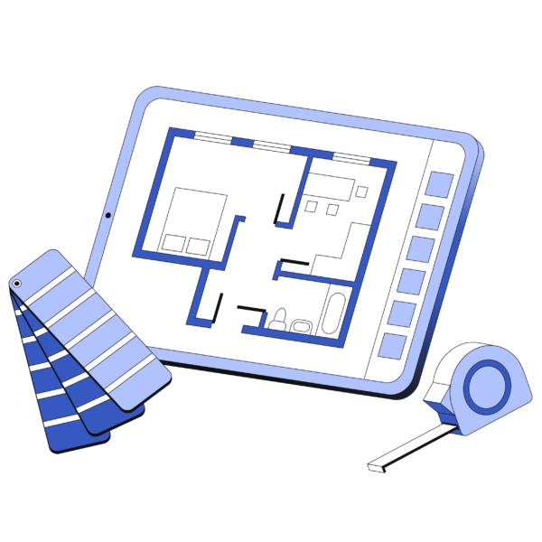 floor plan of an apartment on a tablet-min