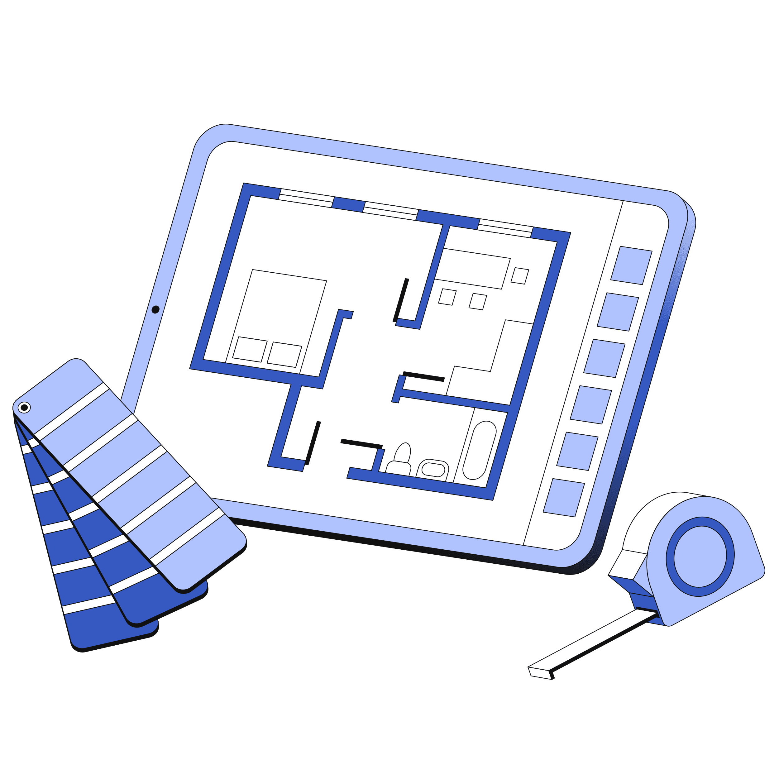 floor plan of an apartment on a tablet-min